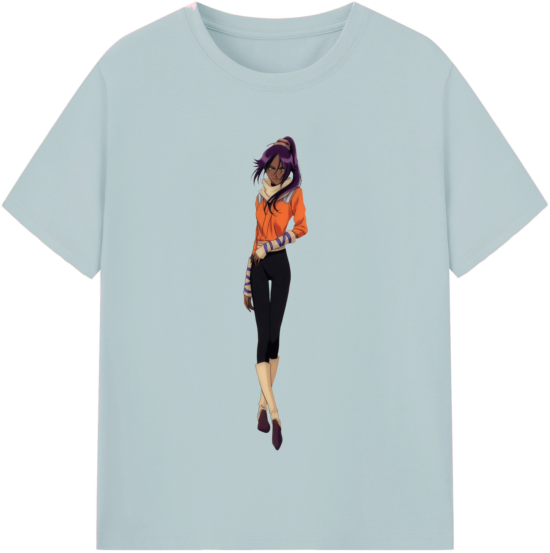 （画像用） ブリーチ 四楓院 夜一（しほういん よるいち） BLEACH Shihouin Yoruichi 綿100％半袖Tシャツ（フロントプリント）